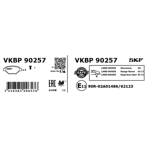 Sada brzdových platničiek kotúčovej brzdy SKF VKBP 90257 - obr. 2