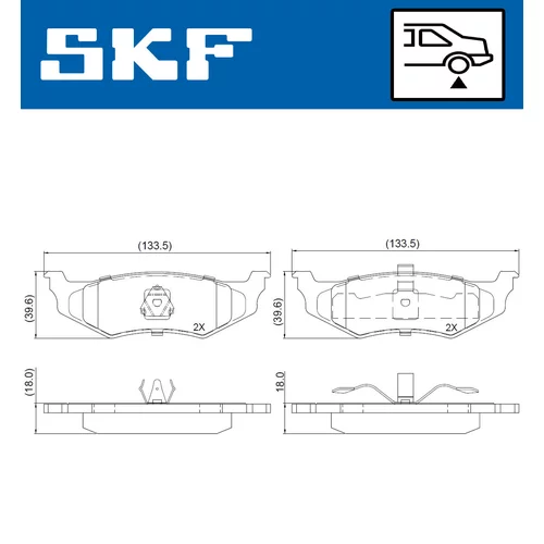 Sada brzdových platničiek kotúčovej brzdy SKF VKBP 90940 - obr. 1