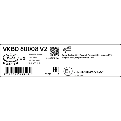 Brzdový kotúč SKF VKBD 80008 V2 - obr. 2