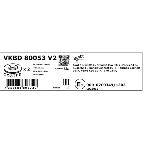 Brzdový kotúč VKBD 80053 V2 /SKF/ - obr. 3