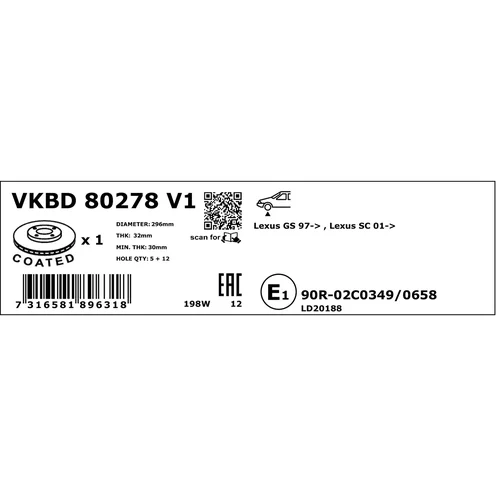 Brzdový kotúč SKF VKBD 80278 V1 - obr. 3