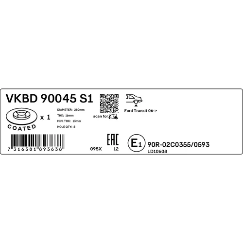 Brzdový kotúč SKF VKBD 90045 S1 - obr. 2