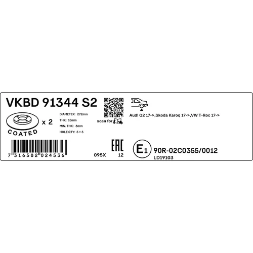 Brzdový kotúč VKBD 91344 S2 /SKF/ - obr. 2