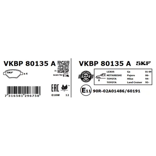 Sada brzdových platničiek kotúčovej brzdy SKF VKBP 80135 A - obr. 2