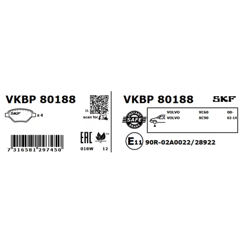 Sada brzdových platničiek kotúčovej brzdy VKBP 80188 /SKF/ - obr. 6