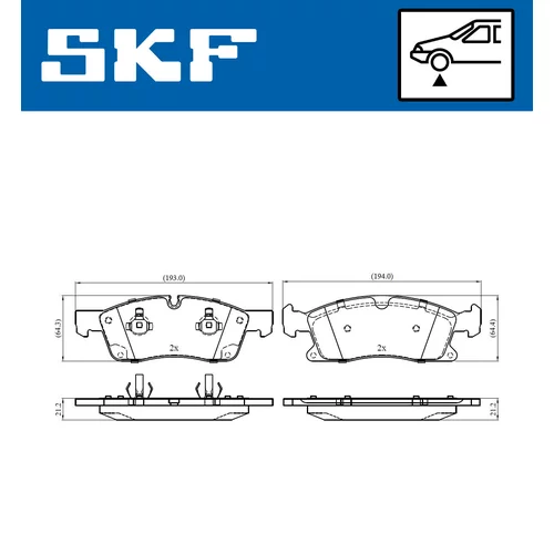 Sada brzdových platničiek kotúčovej brzdy SKF VKBP 80389 - obr. 1