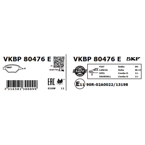 Sada brzdových platničiek kotúčovej brzdy SKF VKBP 80476 E - obr. 2