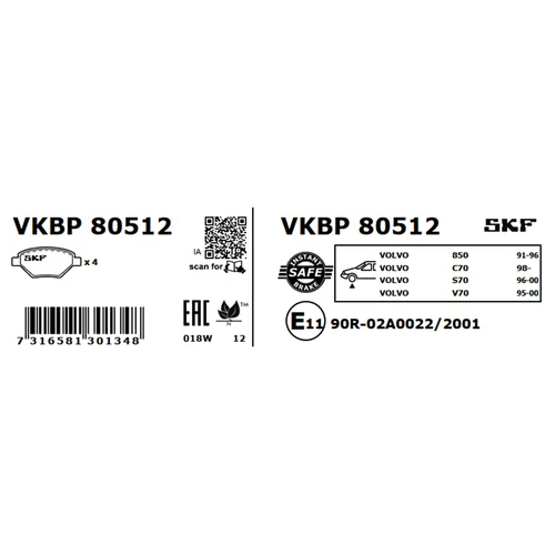 Sada brzdových platničiek kotúčovej brzdy SKF VKBP 80512 - obr. 7