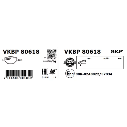 Sada brzdových platničiek kotúčovej brzdy VKBP 80618 /SKF/ - obr. 2