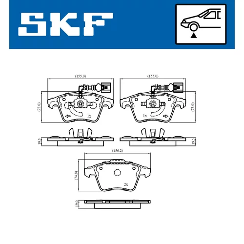 Sada brzdových platničiek kotúčovej brzdy SKF VKBP 81041 E - obr. 1