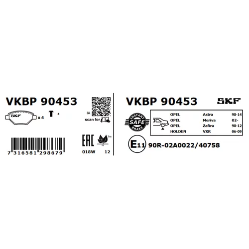 Sada brzdových platničiek kotúčovej brzdy SKF VKBP 90453 - obr. 2