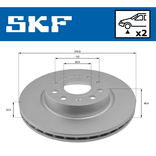 Brzdový kotúč SKF VKBD 80012 V2 - obr. 1