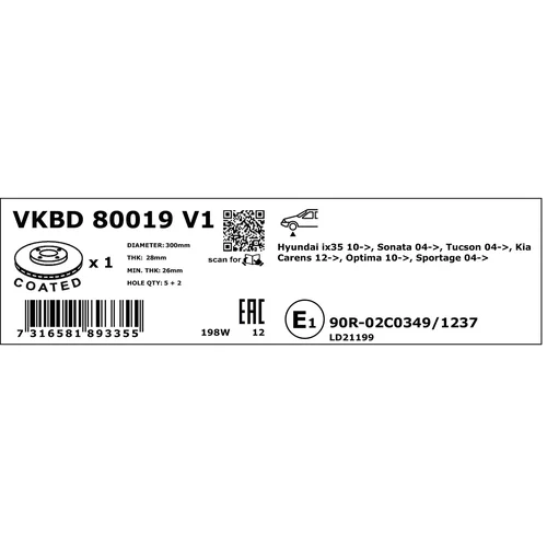 Brzdový kotúč VKBD 80019 V1 /SKF/ - obr. 3