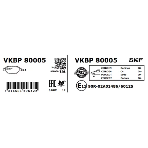 Sada brzdových platničiek kotúčovej brzdy VKBP 80005 /SKF/ - obr. 3