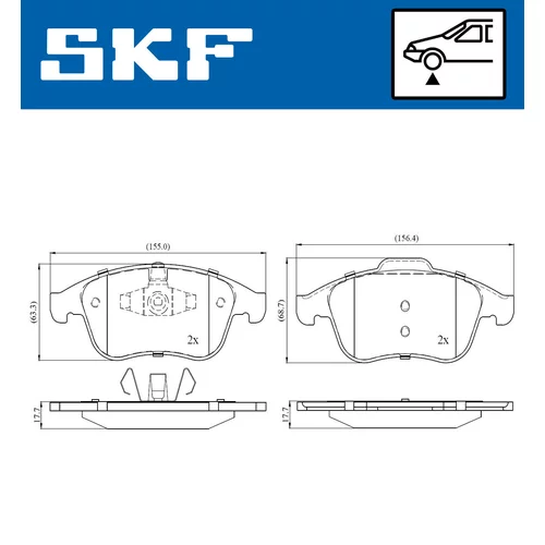 Sada brzdových platničiek kotúčovej brzdy SKF VKBP 80063 - obr. 1