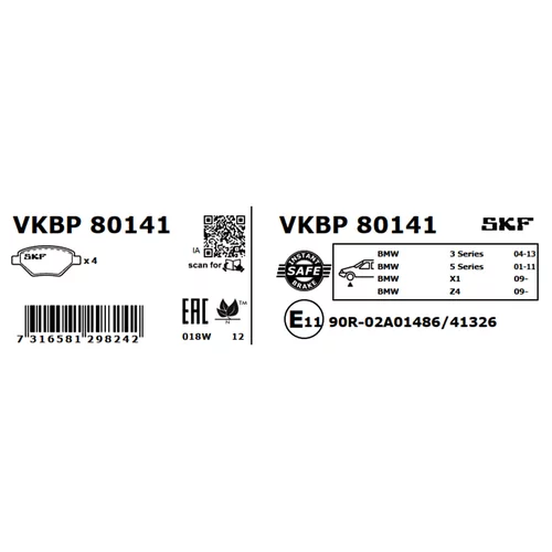 Sada brzdových platničiek kotúčovej brzdy SKF VKBP 80141 - obr. 2