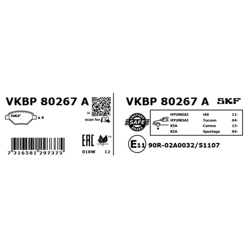 Sada brzdových platničiek kotúčovej brzdy SKF VKBP 80267 A - obr. 2