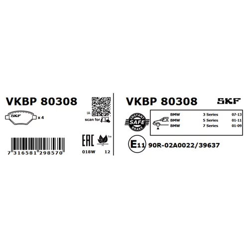 Sada brzdových platničiek kotúčovej brzdy SKF VKBP 80308 - obr. 7