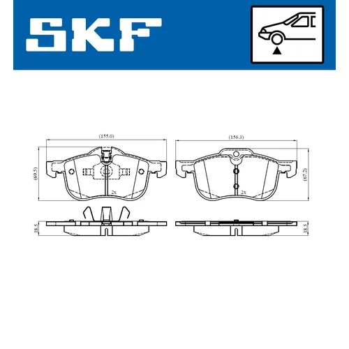 Sada brzdových platničiek kotúčovej brzdy SKF VKBP 80385 - obr. 1