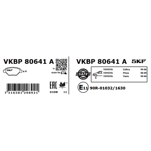 Sada brzdových platničiek kotúčovej brzdy SKF VKBP 80641 A - obr. 2