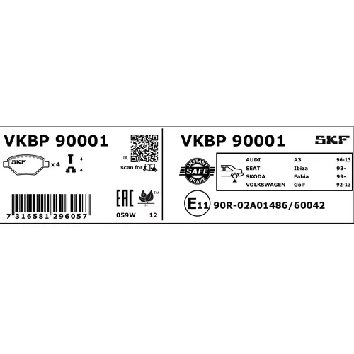 Sada brzdových platničiek kotúčovej brzdy VKBP 90001 /SKF/ - obr. 3