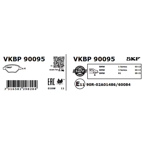 Sada brzdových platničiek kotúčovej brzdy SKF VKBP 90095 - obr. 2