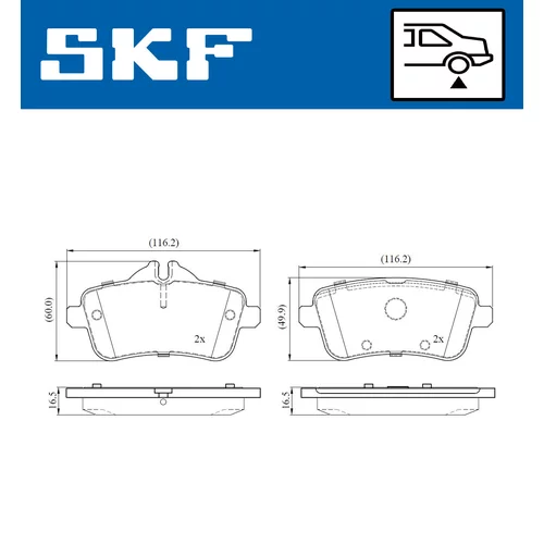 Sada brzdových platničiek kotúčovej brzdy SKF VKBP 90234 - obr. 1