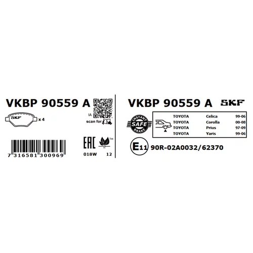 Sada brzdových platničiek kotúčovej brzdy SKF VKBP 90559 A - obr. 2