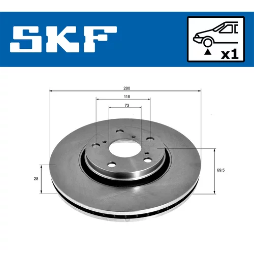 Brzdový kotúč SKF VKBD 80077 V1 - obr. 1