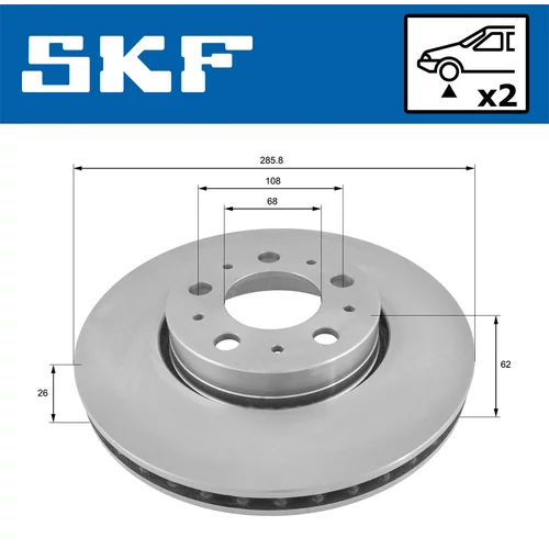 Brzdový kotúč SKF VKBD 80261 V2 - obr. 1