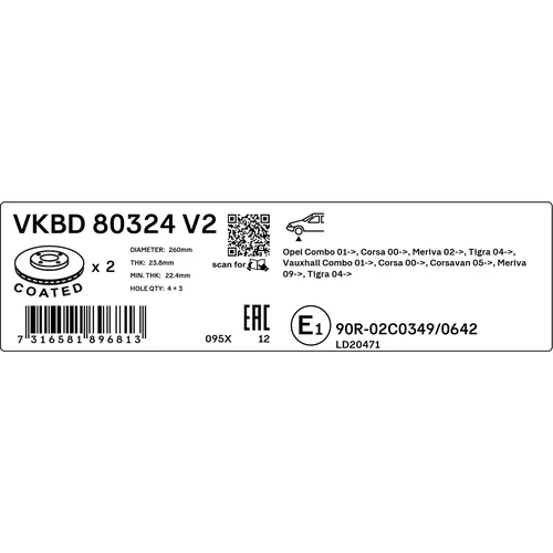 Brzdový kotúč SKF VKBD 80324 V2 - obr. 2