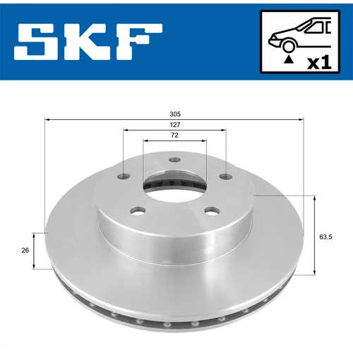 Brzdový kotúč SKF VKBD 80727 V1 - obr. 1