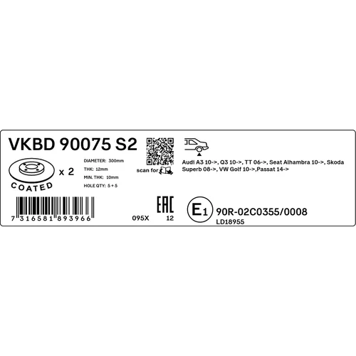 Brzdový kotúč SKF VKBD 90075 S2 - obr. 2