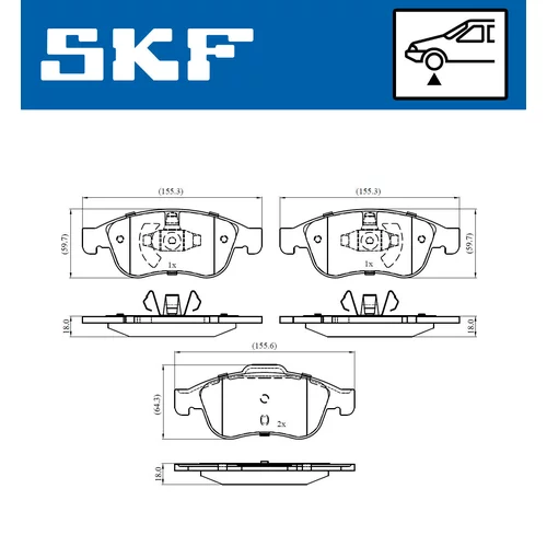 Sada brzdových platničiek kotúčovej brzdy SKF VKBP 80015 - obr. 4