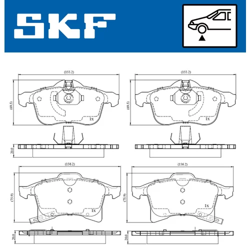 Sada brzdových platničiek kotúčovej brzdy SKF VKBP 80043 A - obr. 4