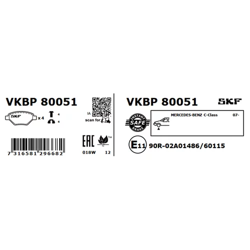 Sada brzdových platničiek kotúčovej brzdy SKF VKBP 80051 - obr. 7