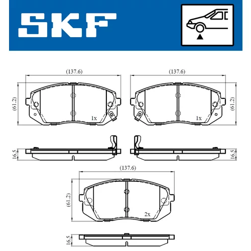 Sada brzdových platničiek kotúčovej brzdy SKF VKBP 80106 A - obr. 1