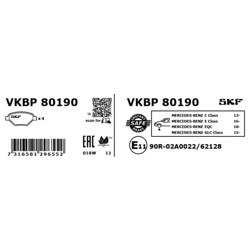 Sada brzdových platničiek kotúčovej brzdy SKF VKBP 80190 - obr. 5