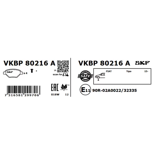 Sada brzdových platničiek kotúčovej brzdy SKF VKBP 80216 A - obr. 2