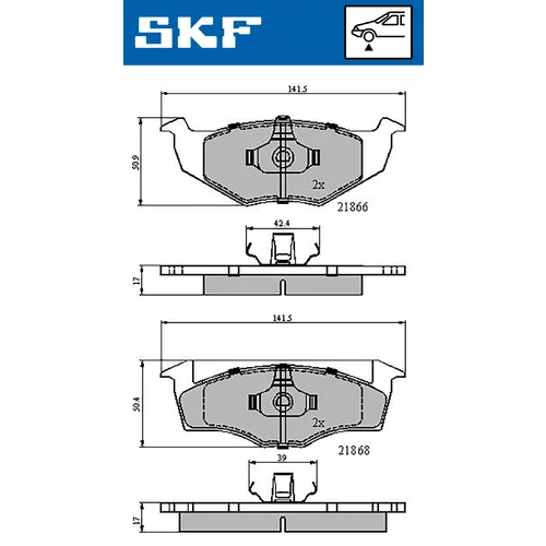 Sada brzdových platničiek kotúčovej brzdy SKF VKBP 80278 - obr. 1