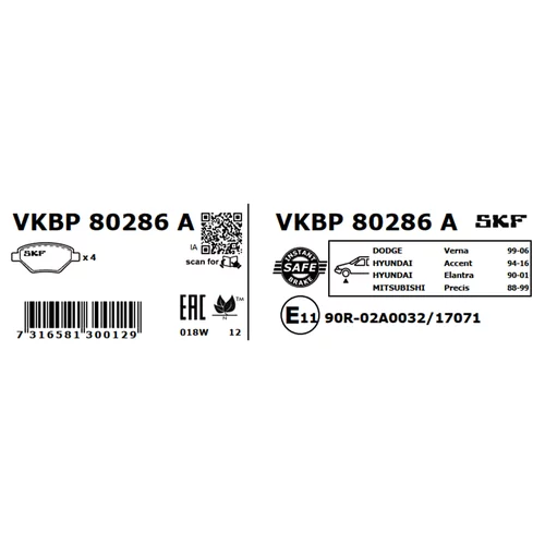 Sada brzdových platničiek kotúčovej brzdy SKF VKBP 80286 A - obr. 2