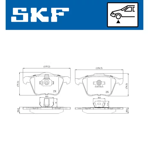 Sada brzdových platničiek kotúčovej brzdy SKF VKBP 80455 - obr. 1