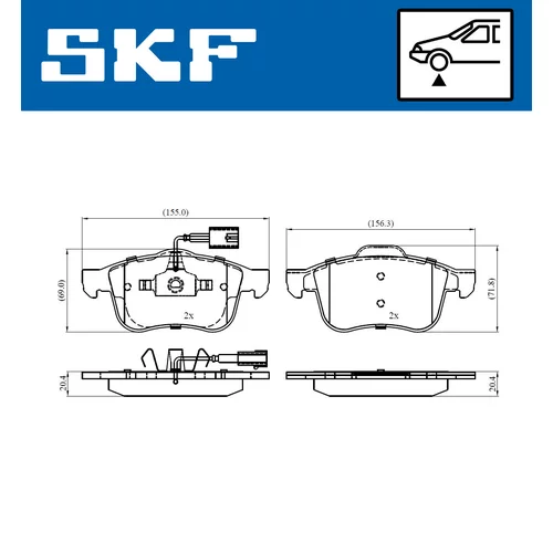 Sada brzdových platničiek kotúčovej brzdy SKF VKBP 80487 E - obr. 1