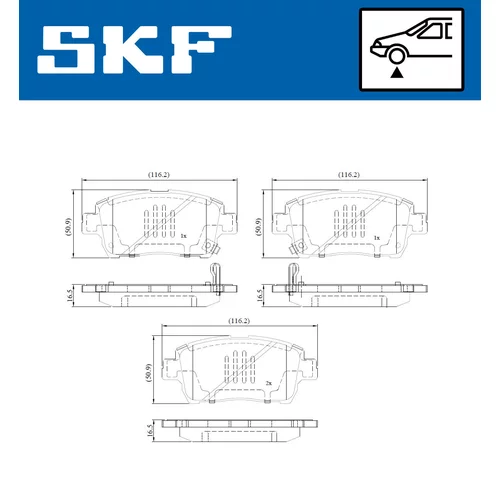 Sada brzdových platničiek kotúčovej brzdy SKF VKBP 80641 A - obr. 1