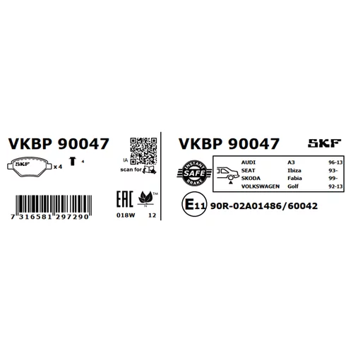 Sada brzdových platničiek kotúčovej brzdy SKF VKBP 90047 - obr. 2