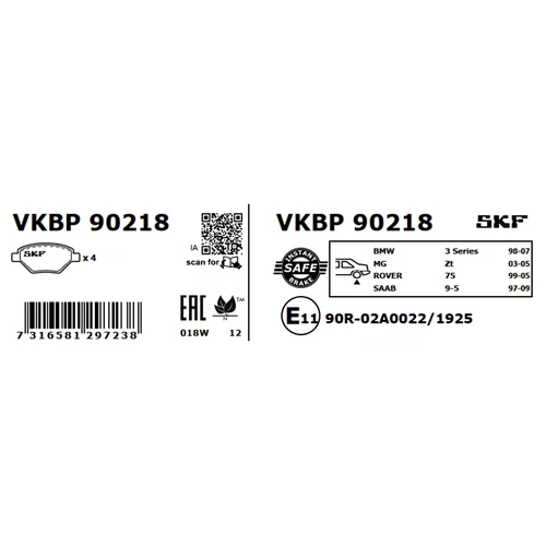 Sada brzdových platničiek kotúčovej brzdy SKF VKBP 90218 - obr. 6