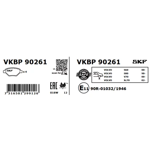 Sada brzdových platničiek kotúčovej brzdy SKF VKBP 90261 - obr. 2