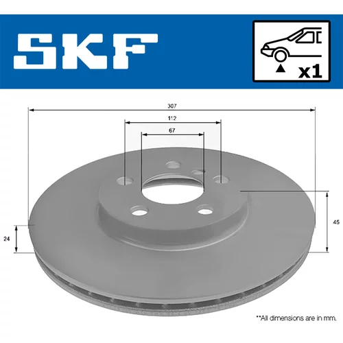 Brzdový kotúč SKF VKBD 80304 V1 - obr. 1