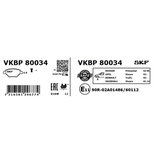 Sada brzdových platničiek kotúčovej brzdy SKF VKBP 80034 - obr. 5