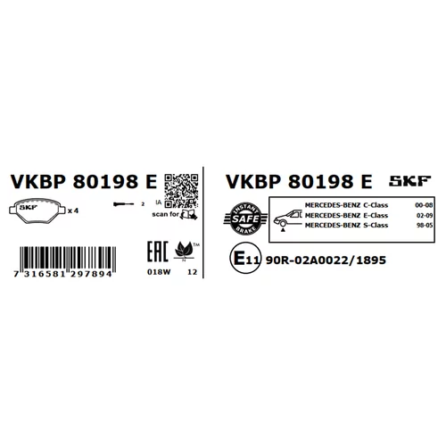 Sada brzdových platničiek kotúčovej brzdy SKF VKBP 80198 E - obr. 2